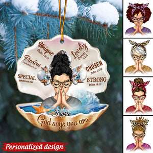 Personalized God Says You Are Cross In Seashell Ornament