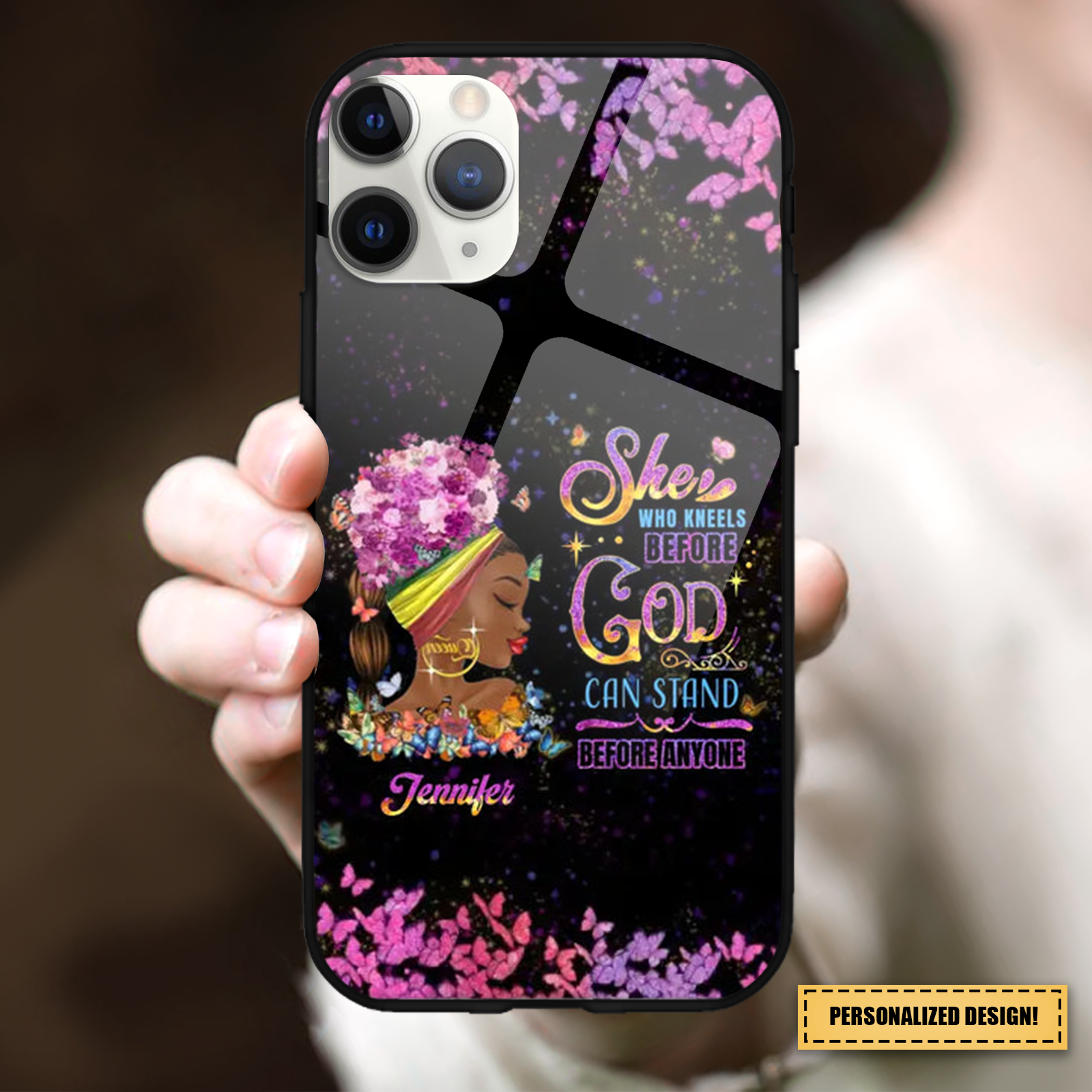 She Who Kneels Before God Can Stand Before Anyone-Personalized Phone Case