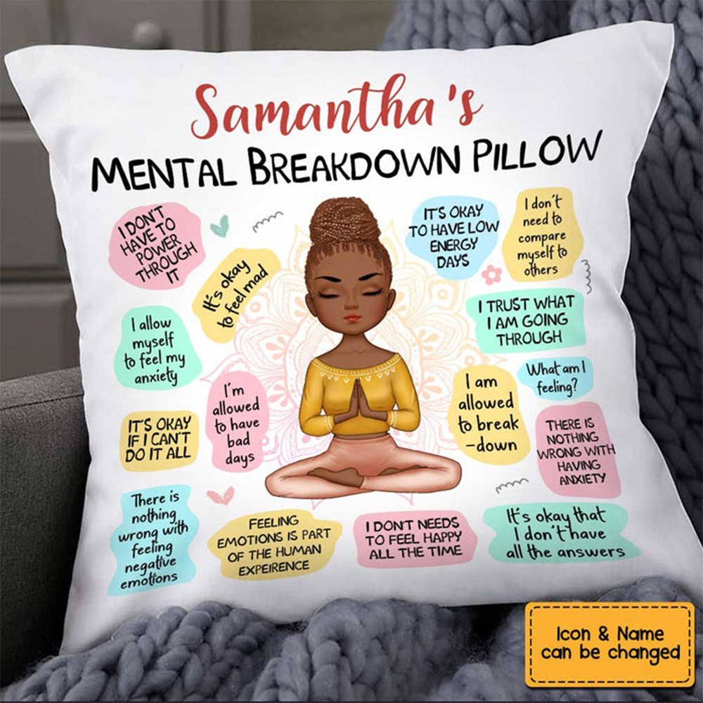 Mental Health Breakdown Affirmations Pillow