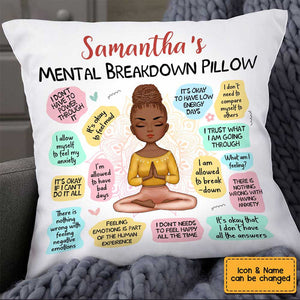 Mental Health Breakdown Affirmations Pillow