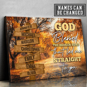 Autumn Road,Personalized God Blessed Canvas - Gift For Family