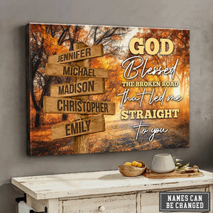 Autumn Road,Personalized God Blessed Canvas - Gift For Family