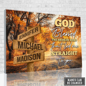 Autumn Road,Personalized God Blessed Canvas - Gift For Family